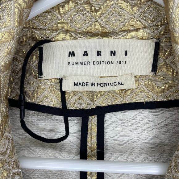 Marni Metallic Gold with Piping Tailored Open Front Evening Jacket Size 42 (6) - Picture 5 of 9